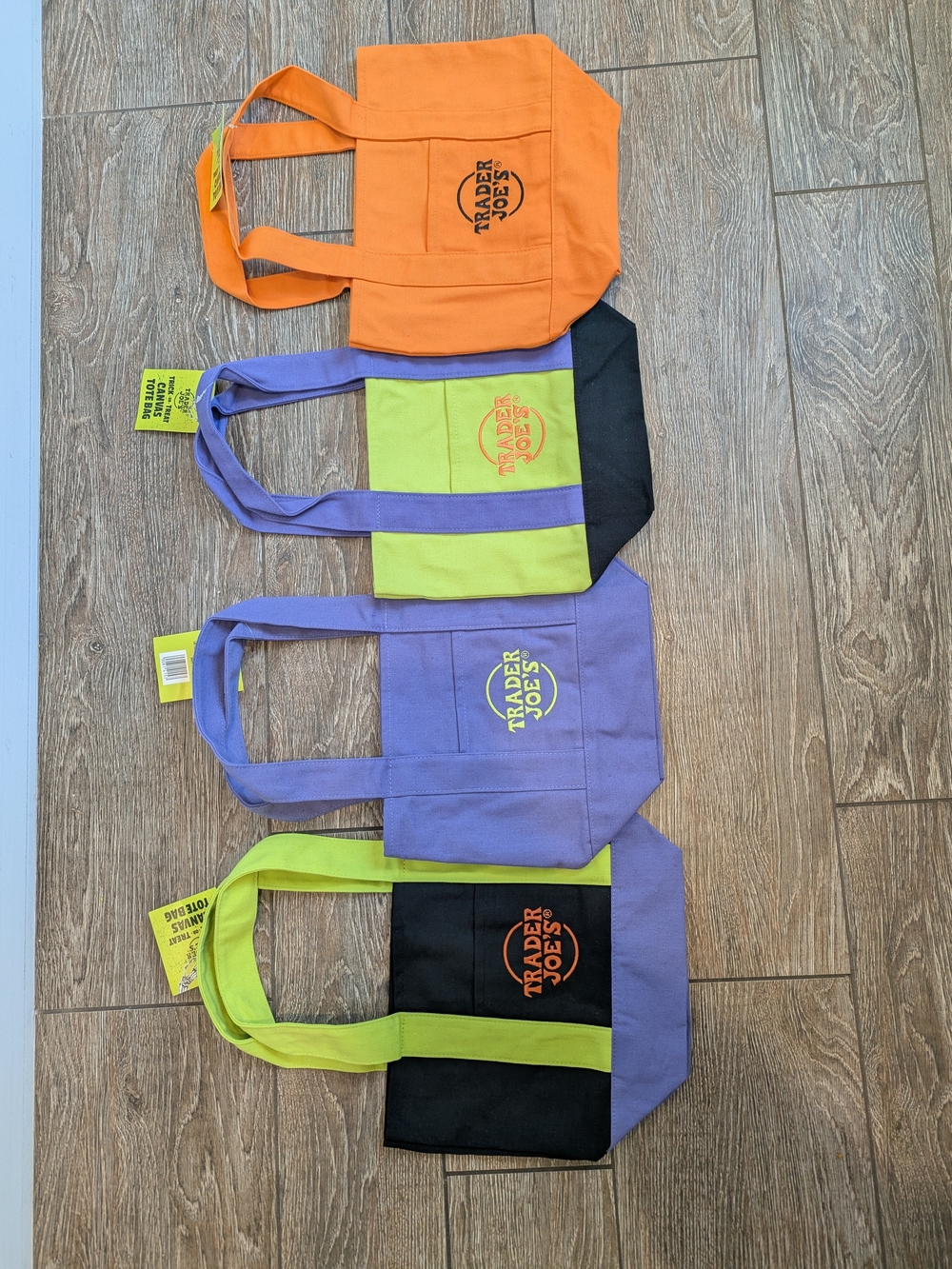 Trader Joe's Halloween Fall Mini Canvas Totes October Set Of Four
